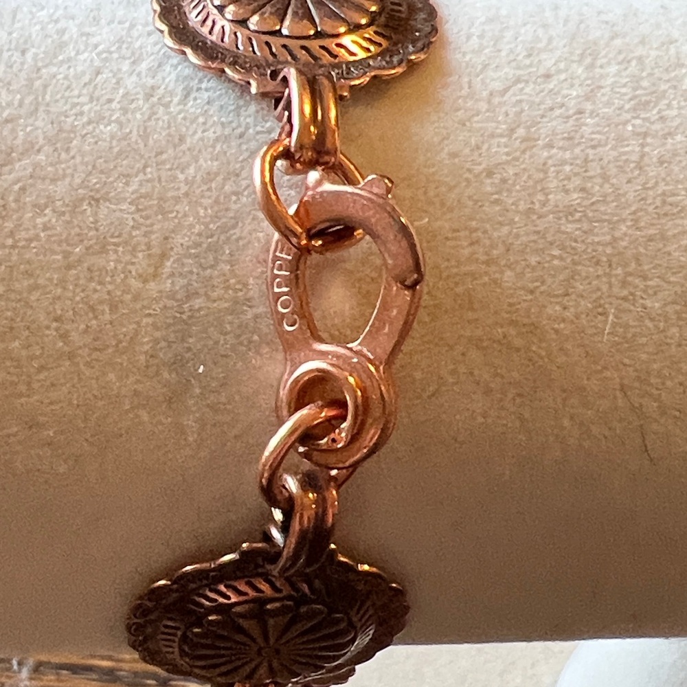 Vintage western Southwest Copper Concho bracelet 7”